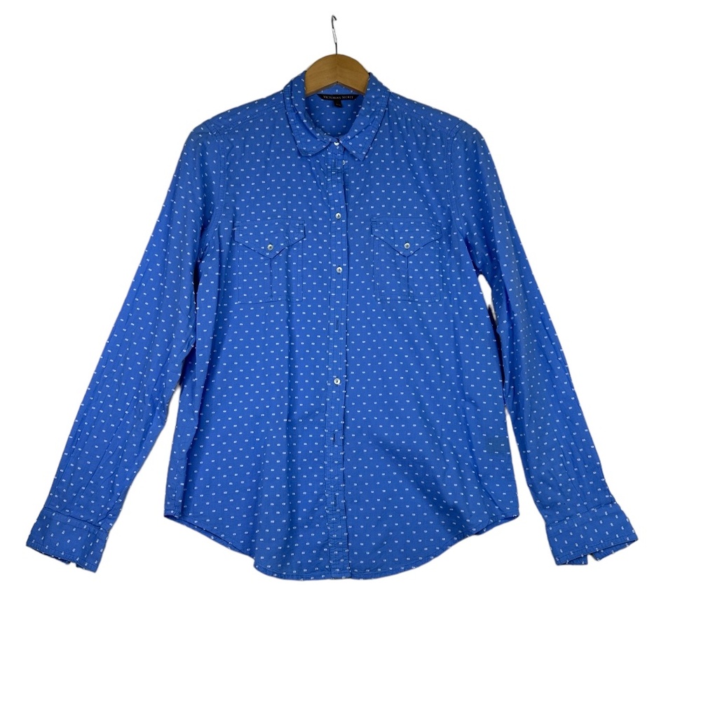 Victoria's Secret Chenille Dot Button Front Long Sleeve Shirt Size Medium